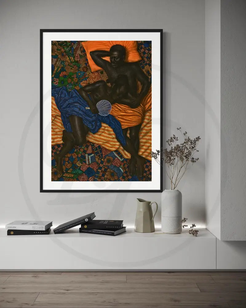 Cultural artwork showing tender Black love