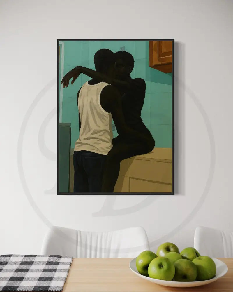 Intimate Black couple silhouette wall art printable.