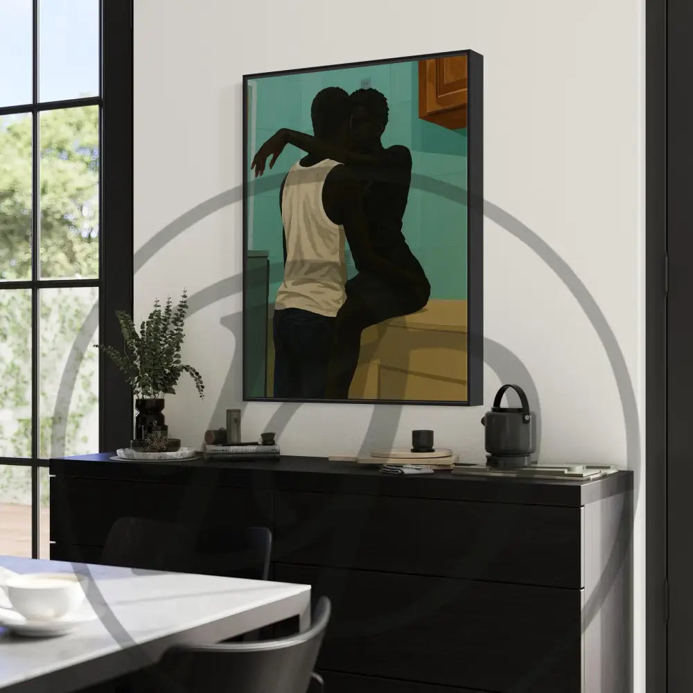 Modern moody Black love digital art print download.