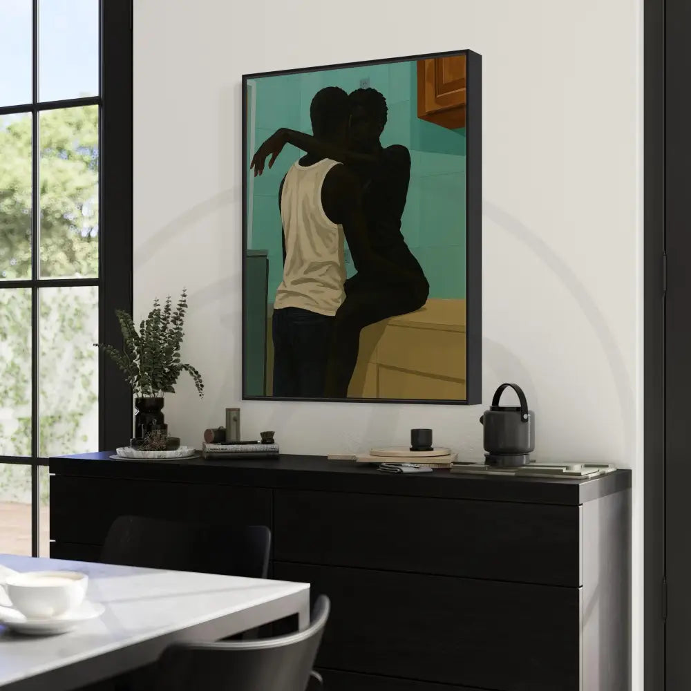 Modern moody Black love digital art print download.