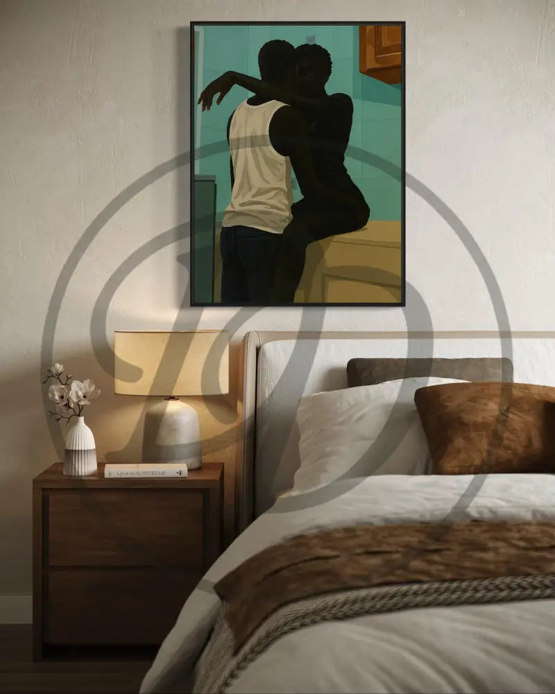 Romantic Black couple digital wall art instant file.