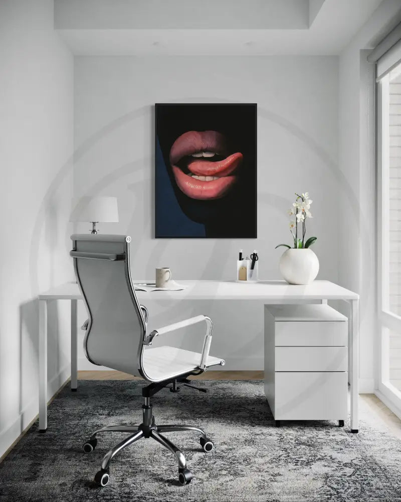 Modern minimalist lips poster digital artwork.