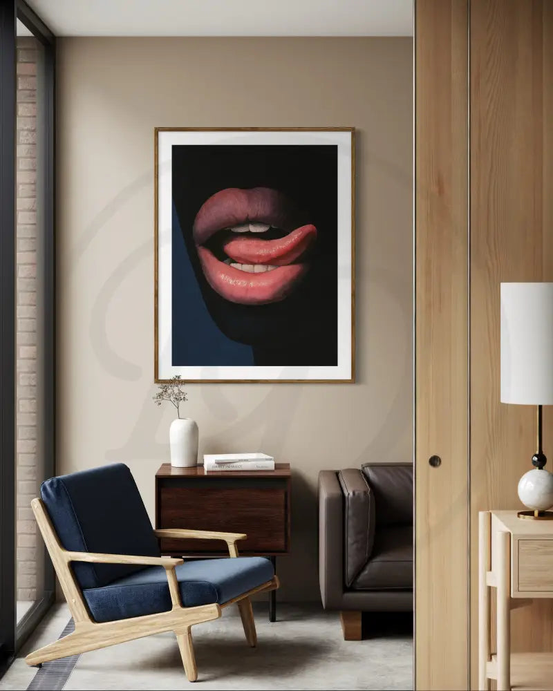 Bold lips close-up printable wall art download.
