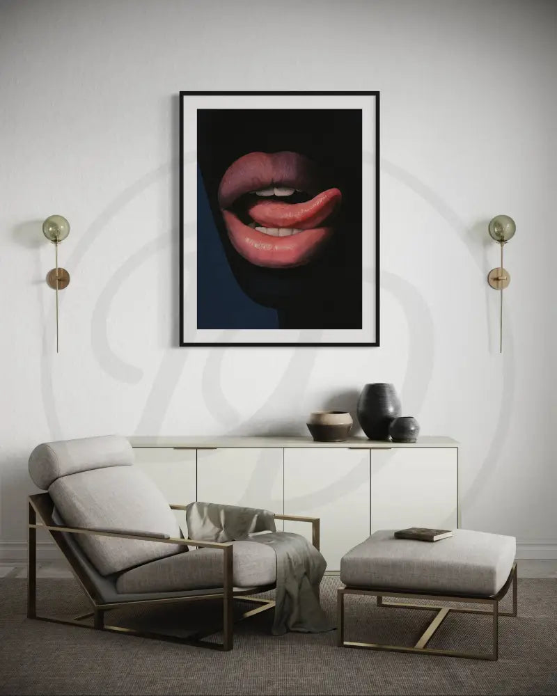 Sensual glossy lips poster for modern interiors.