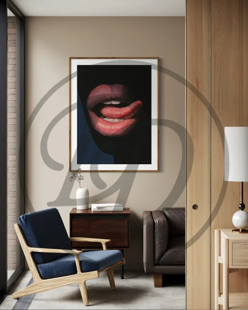 Bold lips close-up printable wall art download.