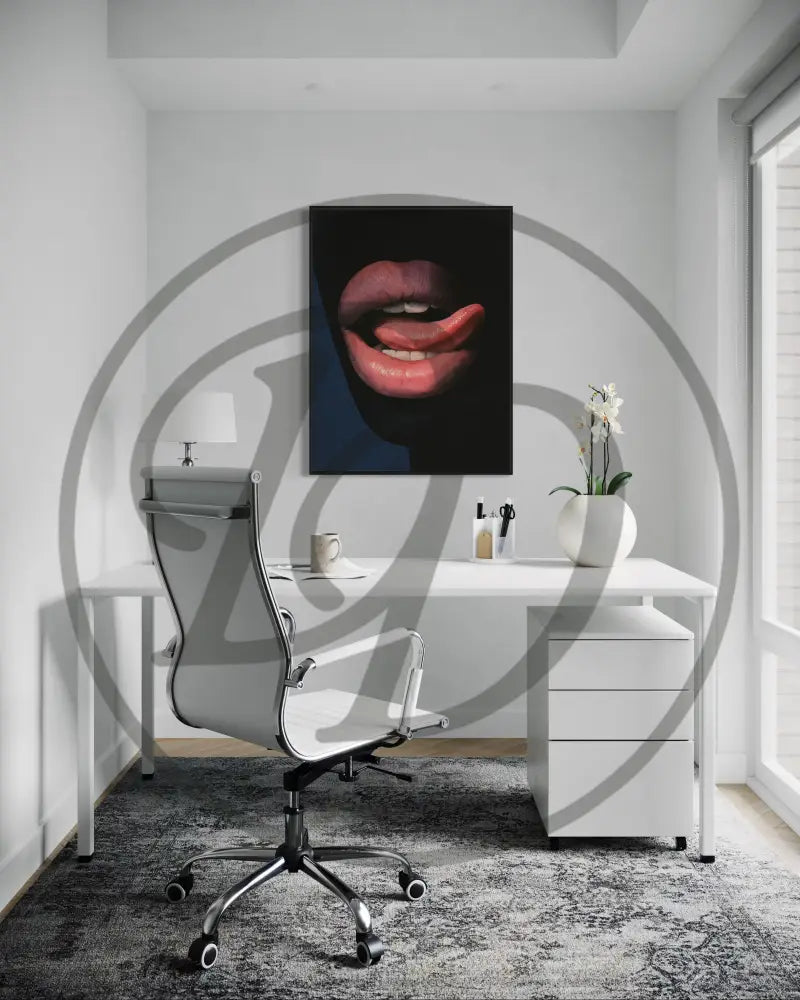 Modern minimalist lips poster digital artwork.