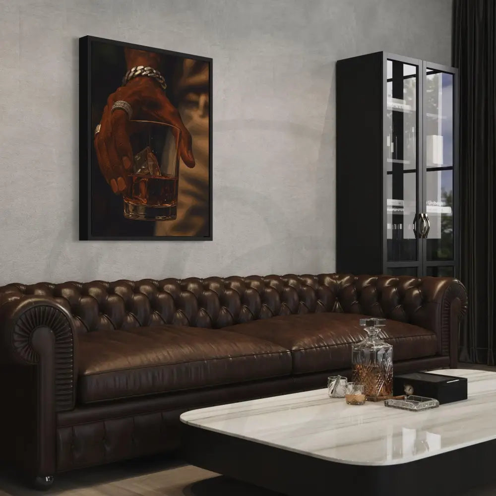 Masculine cultural art of whiskey and hand