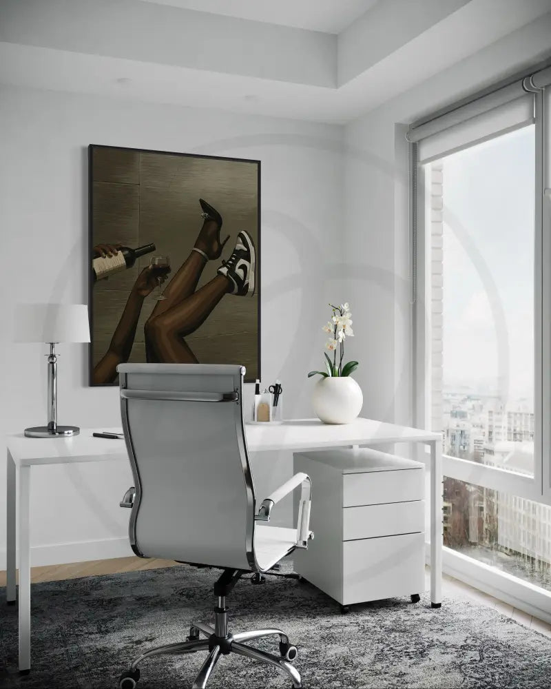 Digital download art featuring sneakers and wine
