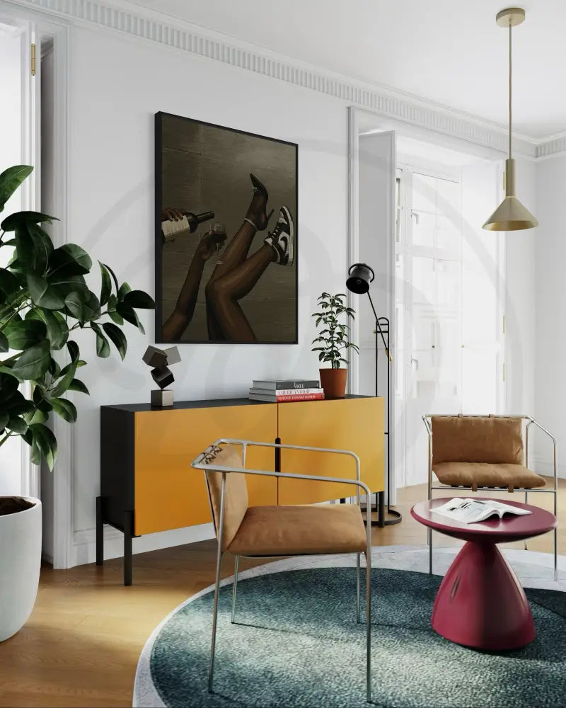 Chic modern sneaker and wine art for wall décor