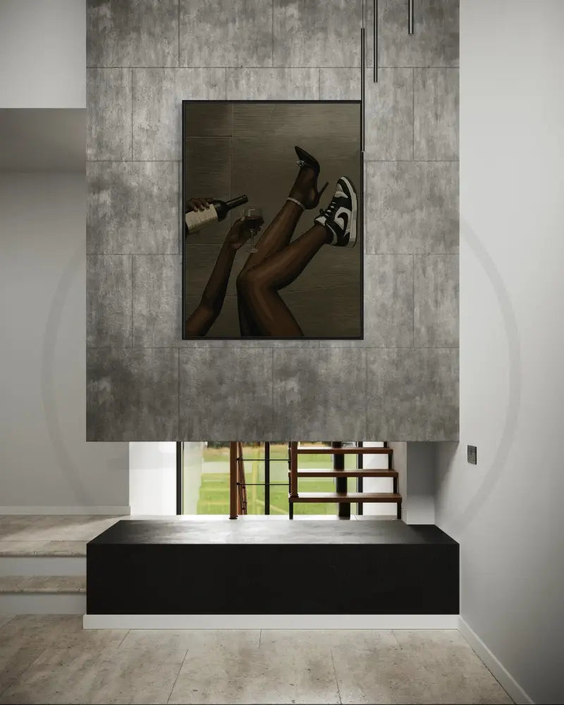 Trendy urban digital art of sneakers and wine