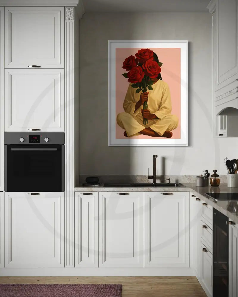 Modern cultural art of a Black woman with flowers