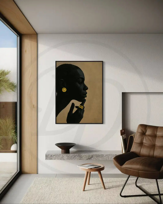 Afrocentric minimalist Black woman profile wall art digital download.