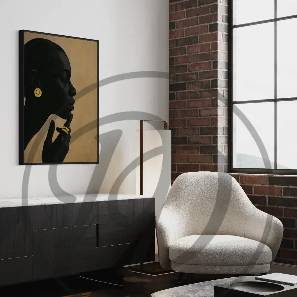 Modern Black woman silhouette poster for wall décor.