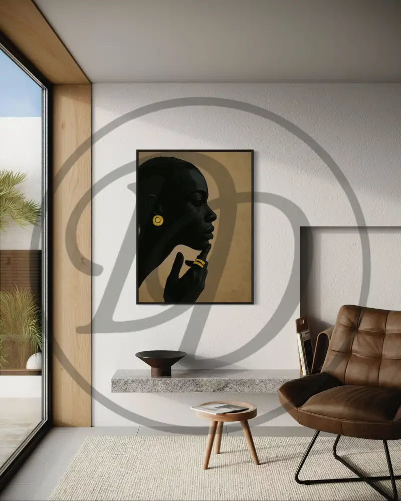 Afrocentric minimalist Black woman profile wall art digital download.