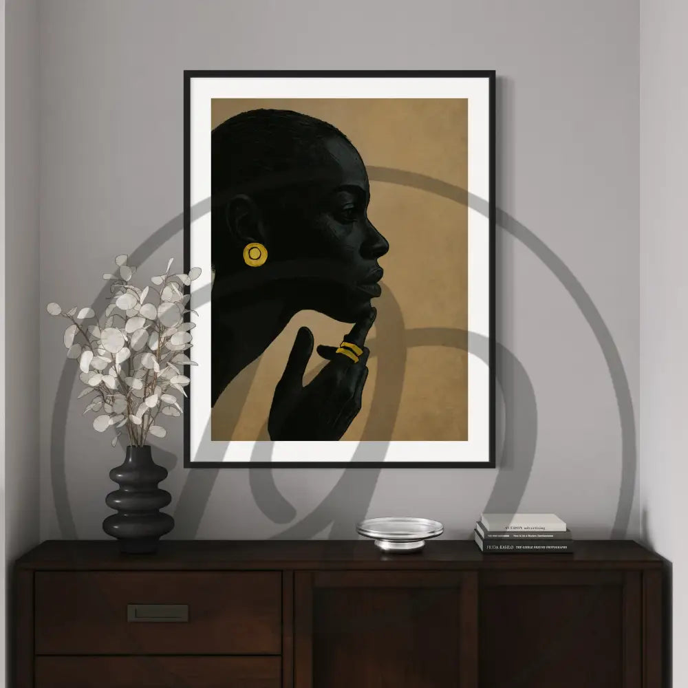 Contemporary Afro woman profile art print download.