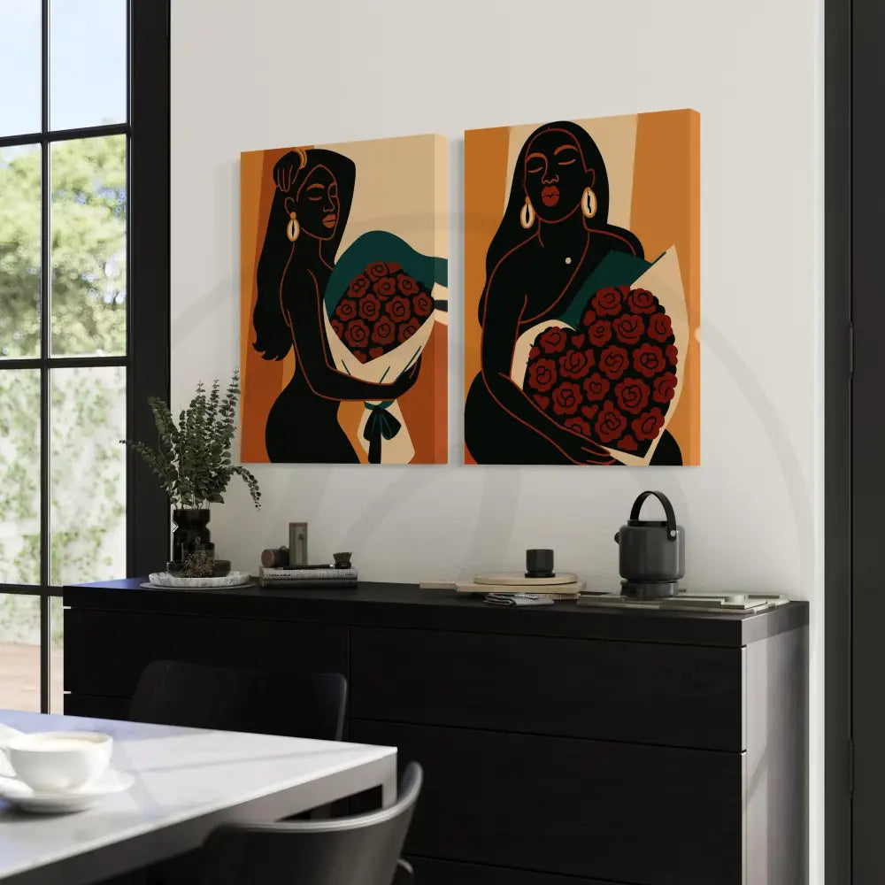Bold Afrocentric home décor digital art 2-piece poster.