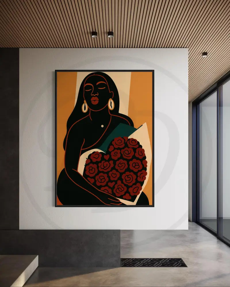 Afrocentric minimalist Black woman wall art printable set.