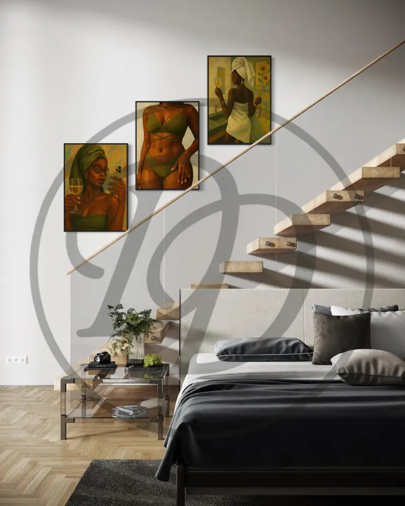 Feminine digital wall art collection for premium Afrocentric home décor.