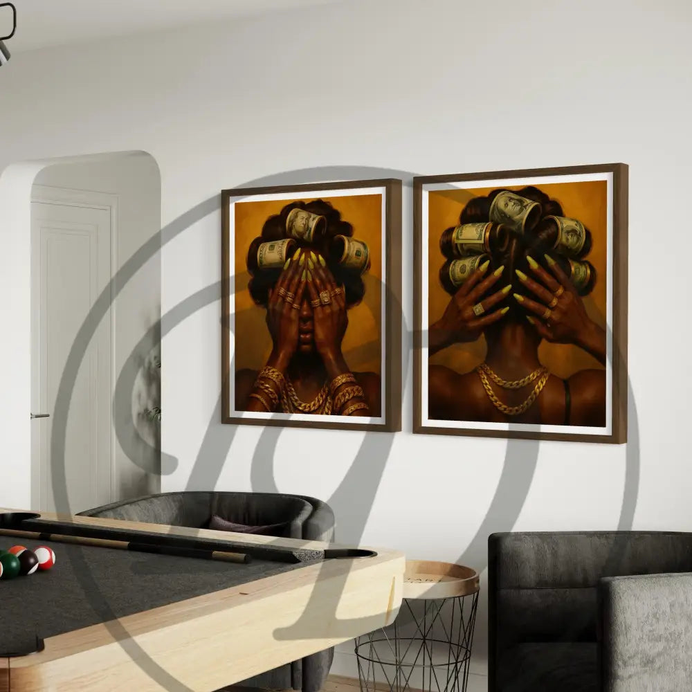 Rich tones and gold accents Afrocentric poster set digital file.