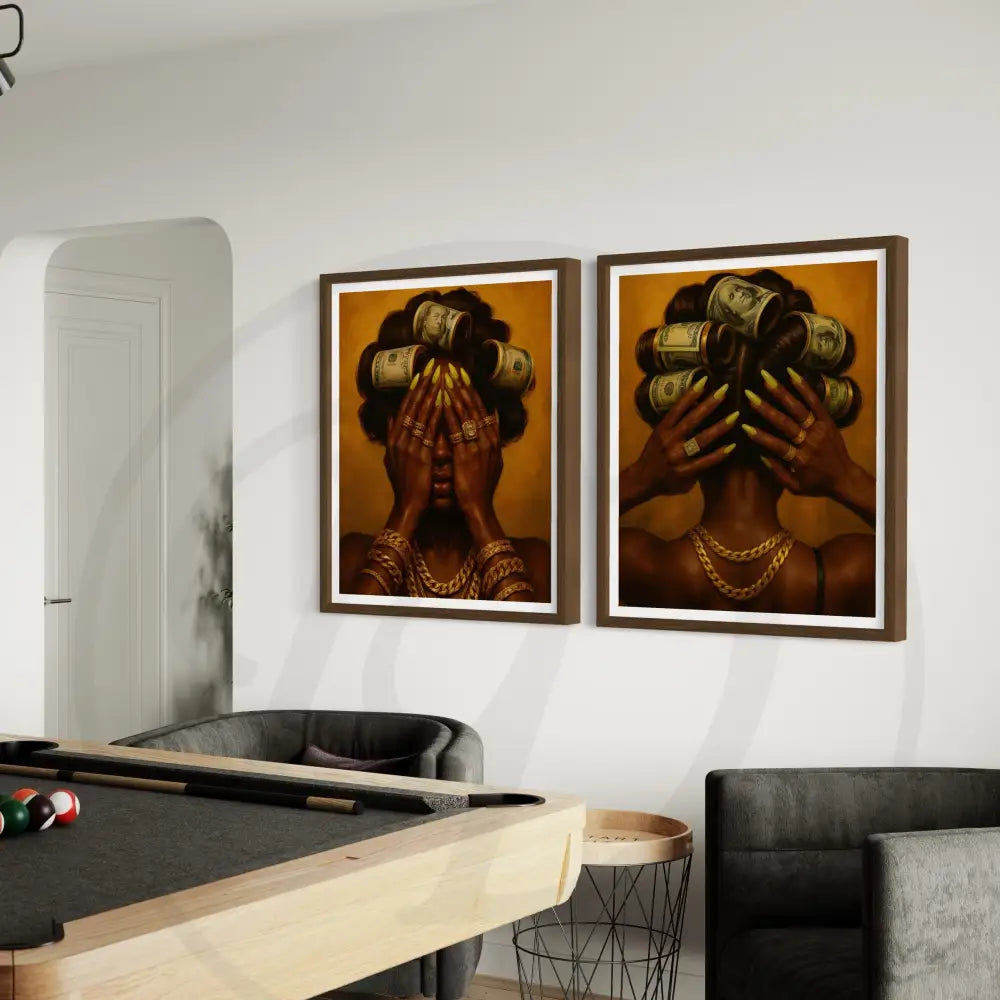 Rich tones and gold accents Afrocentric poster set digital file.