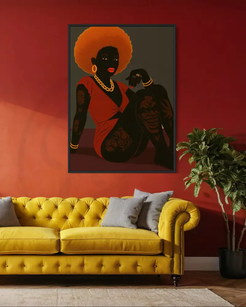 Statement orange afro portrait art
