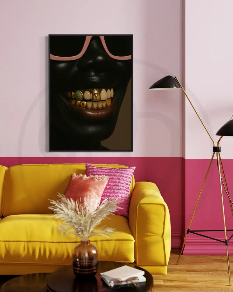 Luxury gold grillz Black wall art