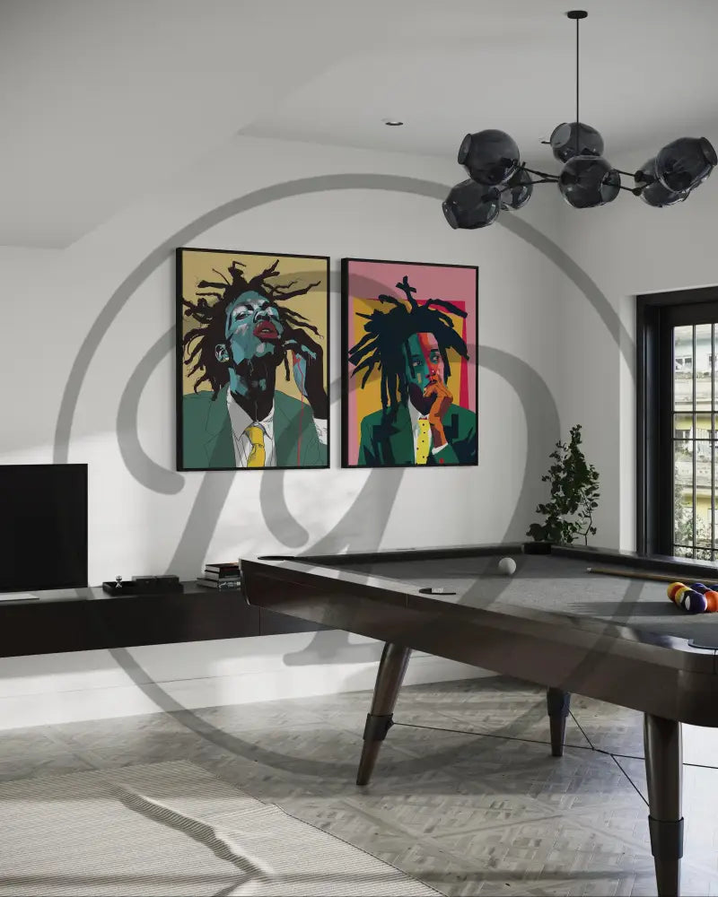 Vibrant 2-piece digital pop art posters.