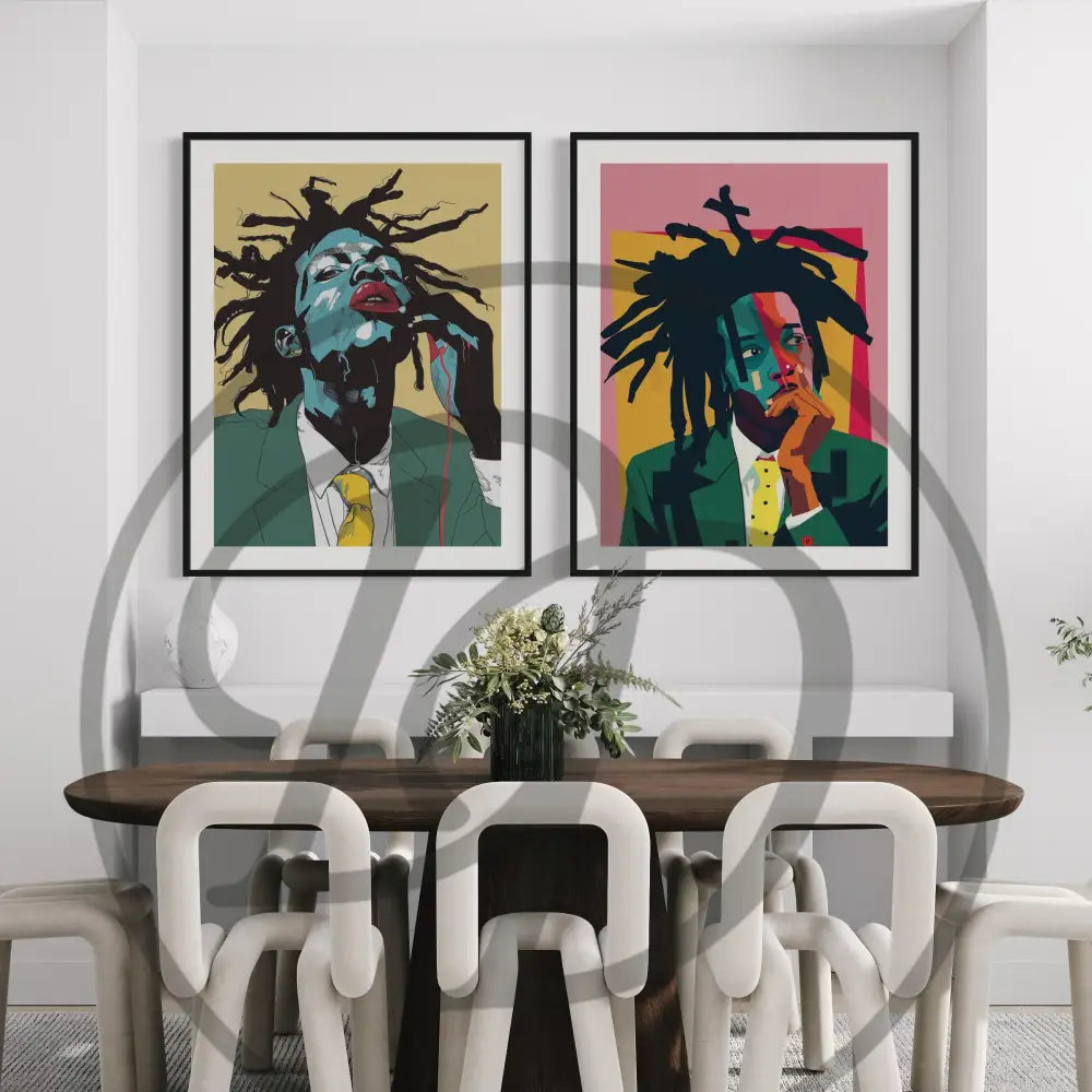 High-res pop art portraits for urban interiors.