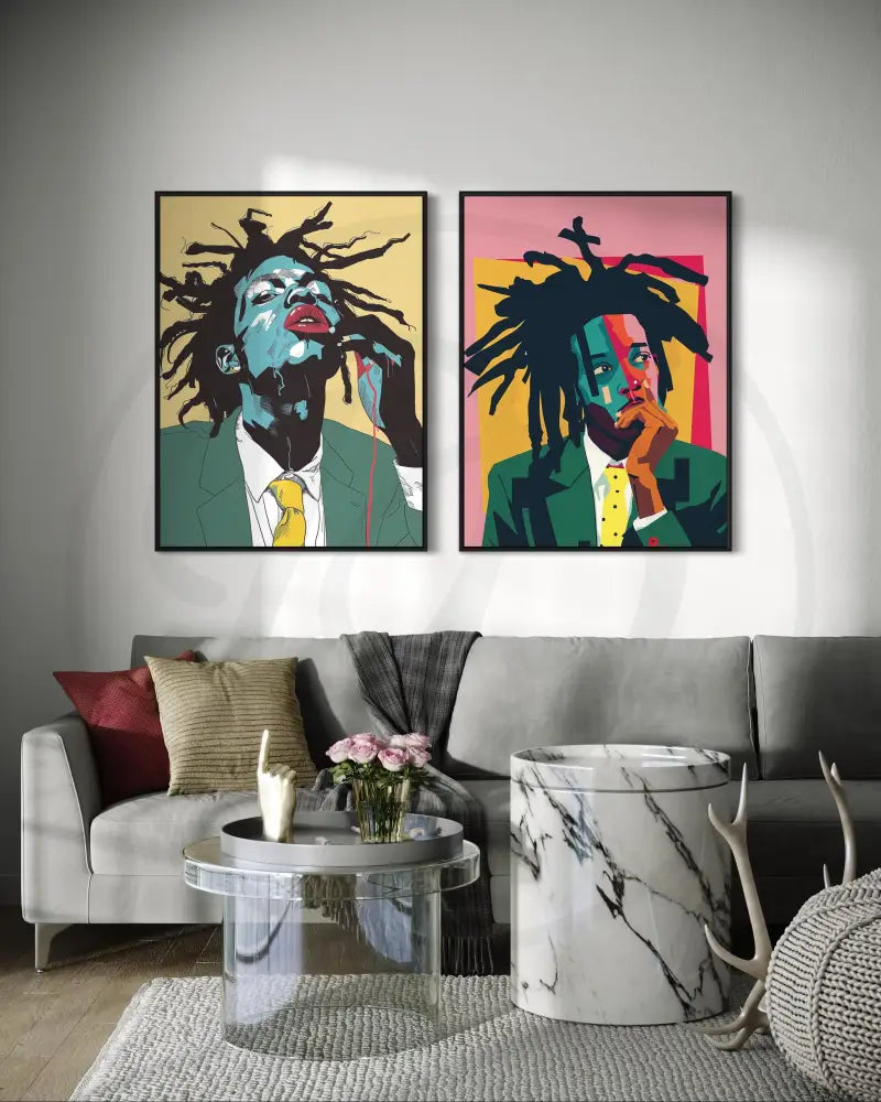 Abstract modern pop art face art printable.