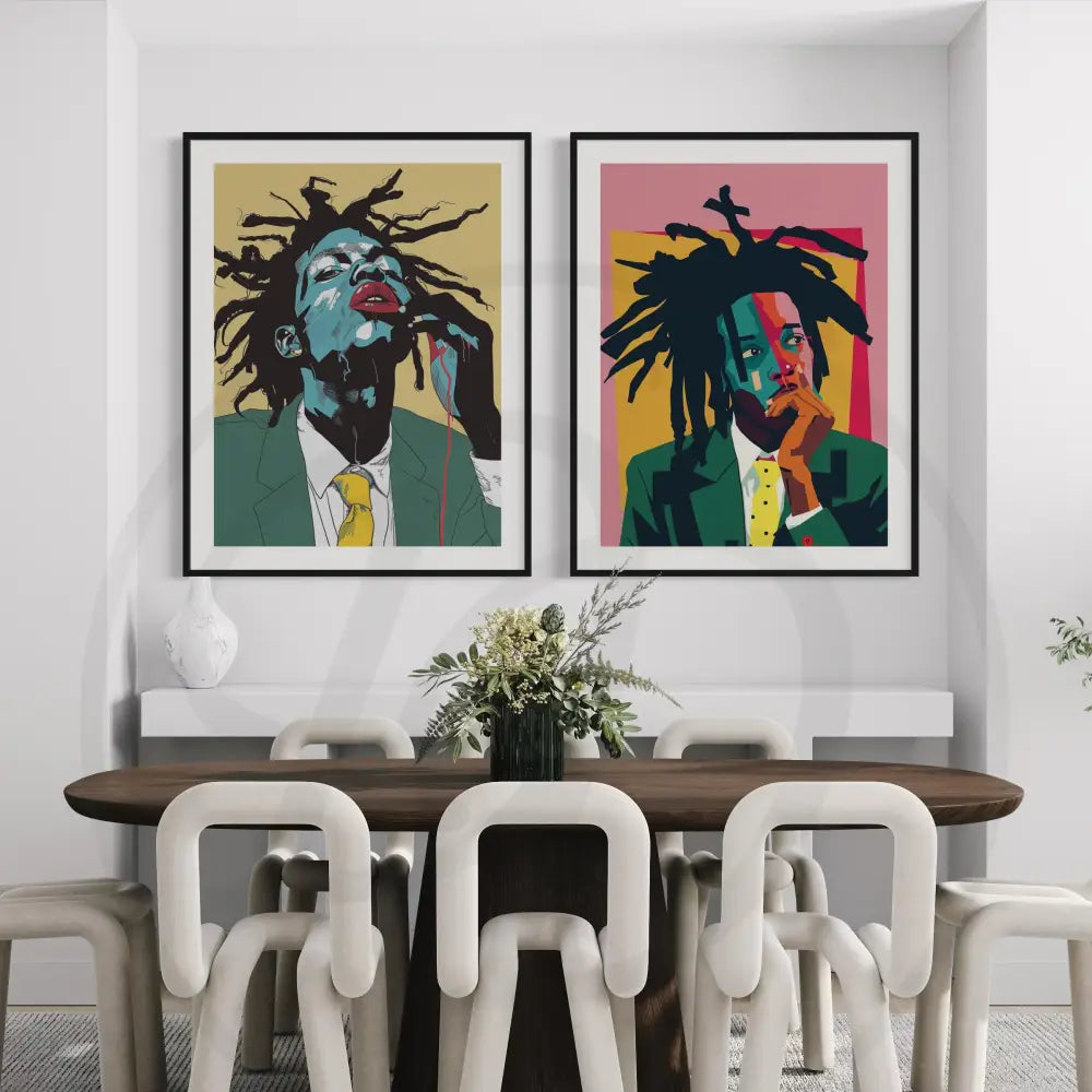 High-res pop art portraits for urban interiors.