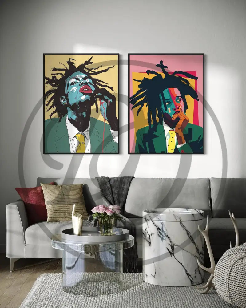 Abstract modern pop art face art printable.