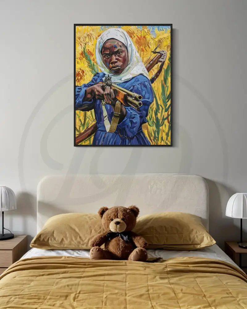 Heritage inspired artwork of powerful Black figure

