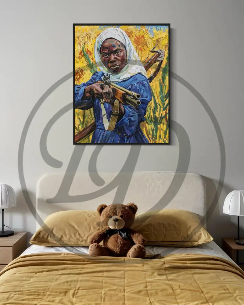 Heritage inspired artwork of powerful Black figure

