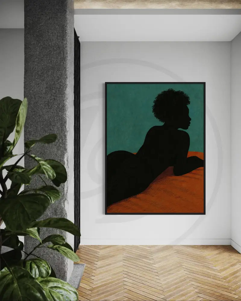 Artistic nude decor with earthy tones and afro hair