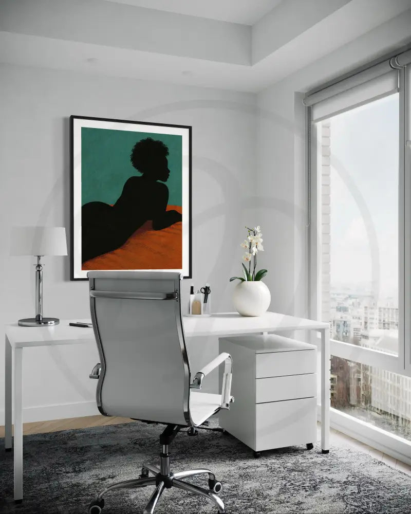 Minimalist Black female figure in resting pose