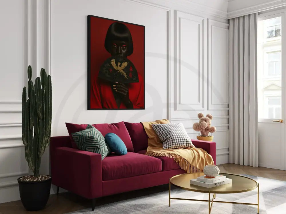 Dramatic red and black portrait of a Black woman