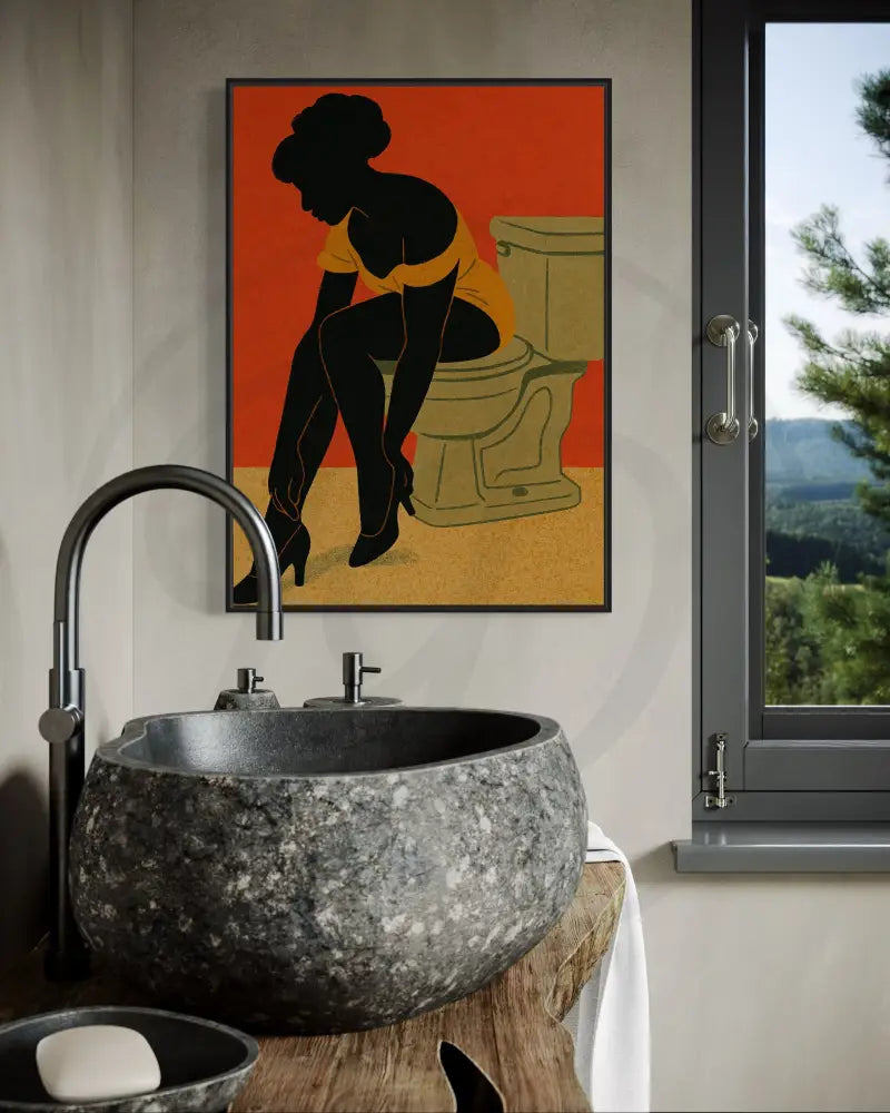 Surreal bathroom moment art print