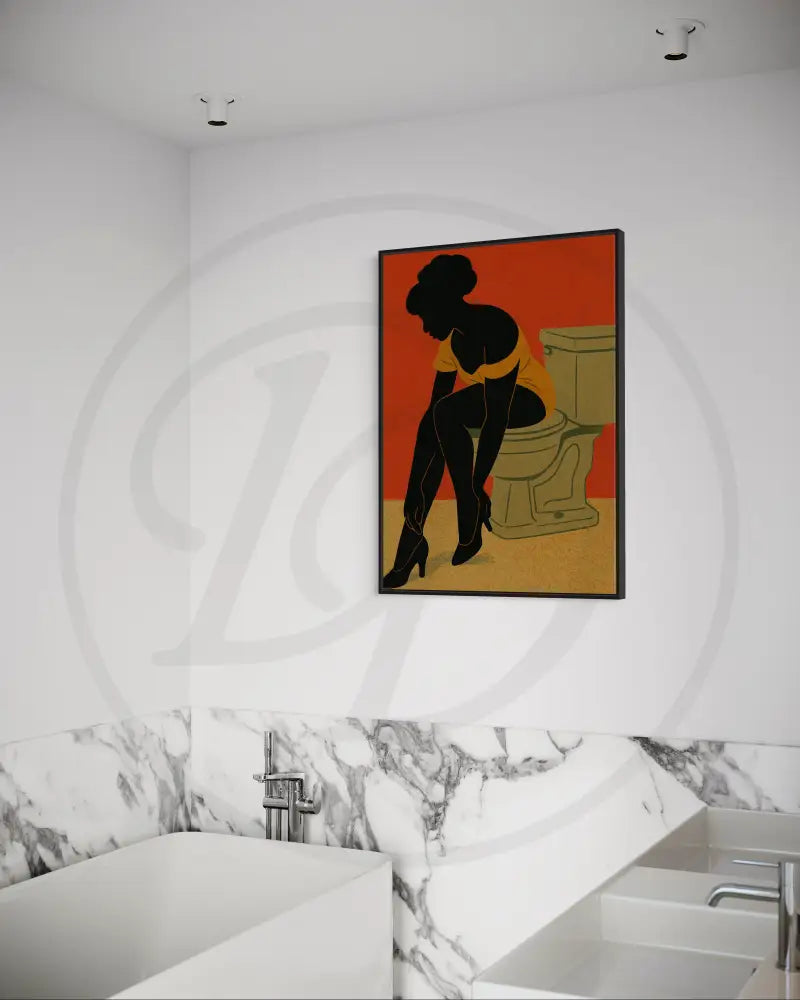 Burnt orange bathroom digital print