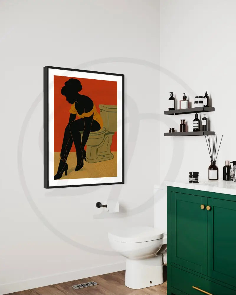 Faceless woman in heels bathroom print