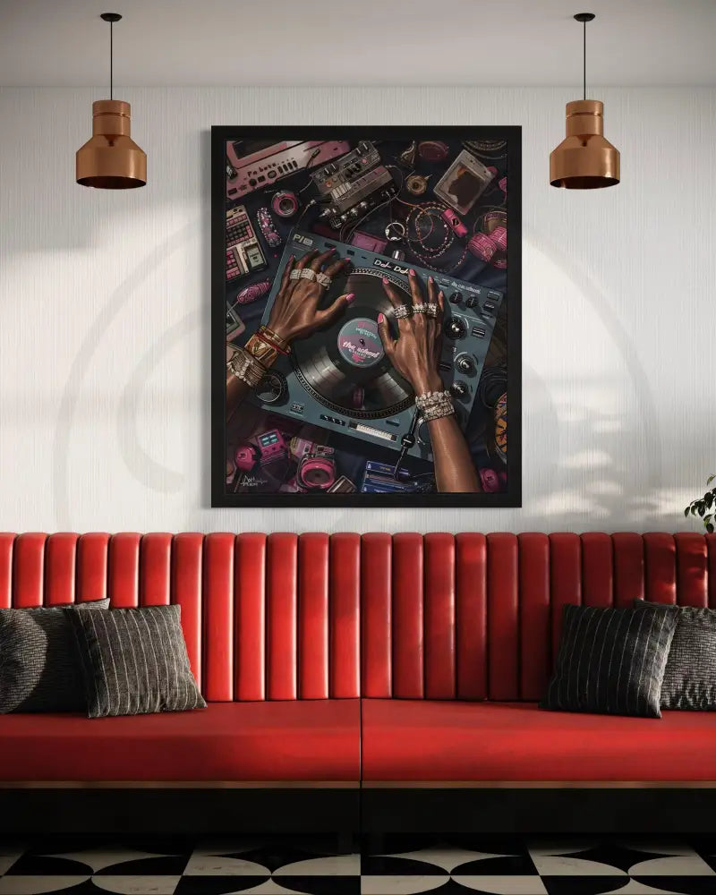 Minimalist urban DJ digital art celebrating music and culture.