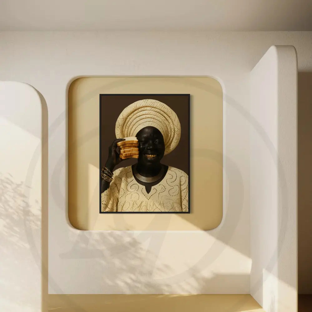 Smiling woman in cream buba and gele