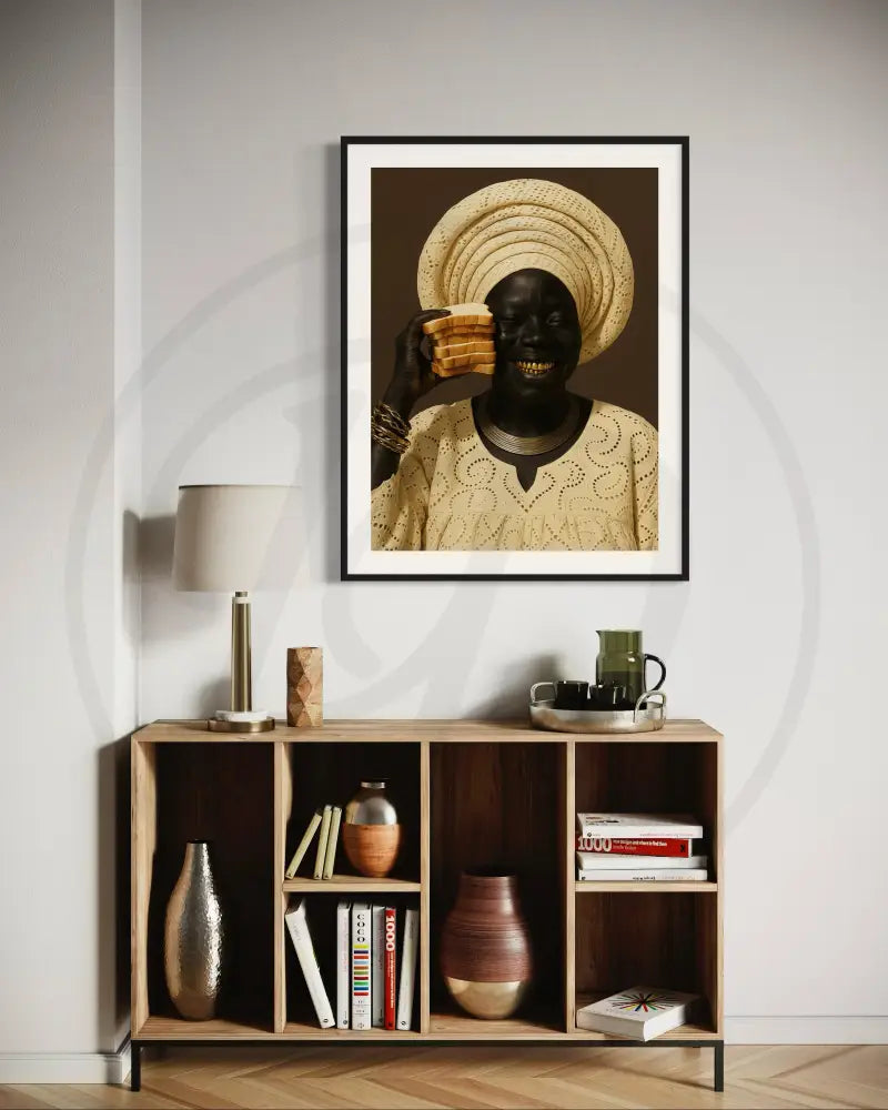 Cultural portrait of African woman with bread