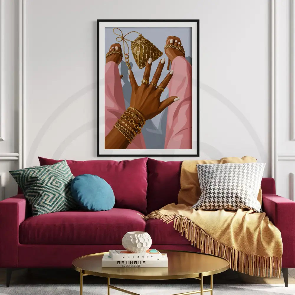 Modern Afrocentric artwork set with bold jewelry details