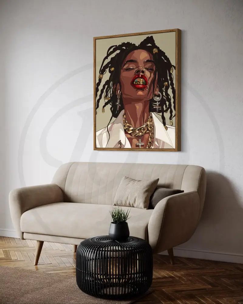 Afrocentric digital portrait perfect for modern and urban interiors.