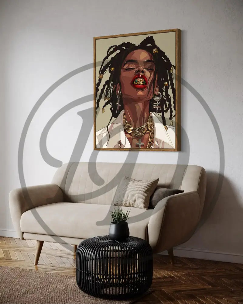Afrocentric digital portrait perfect for modern and urban interiors.