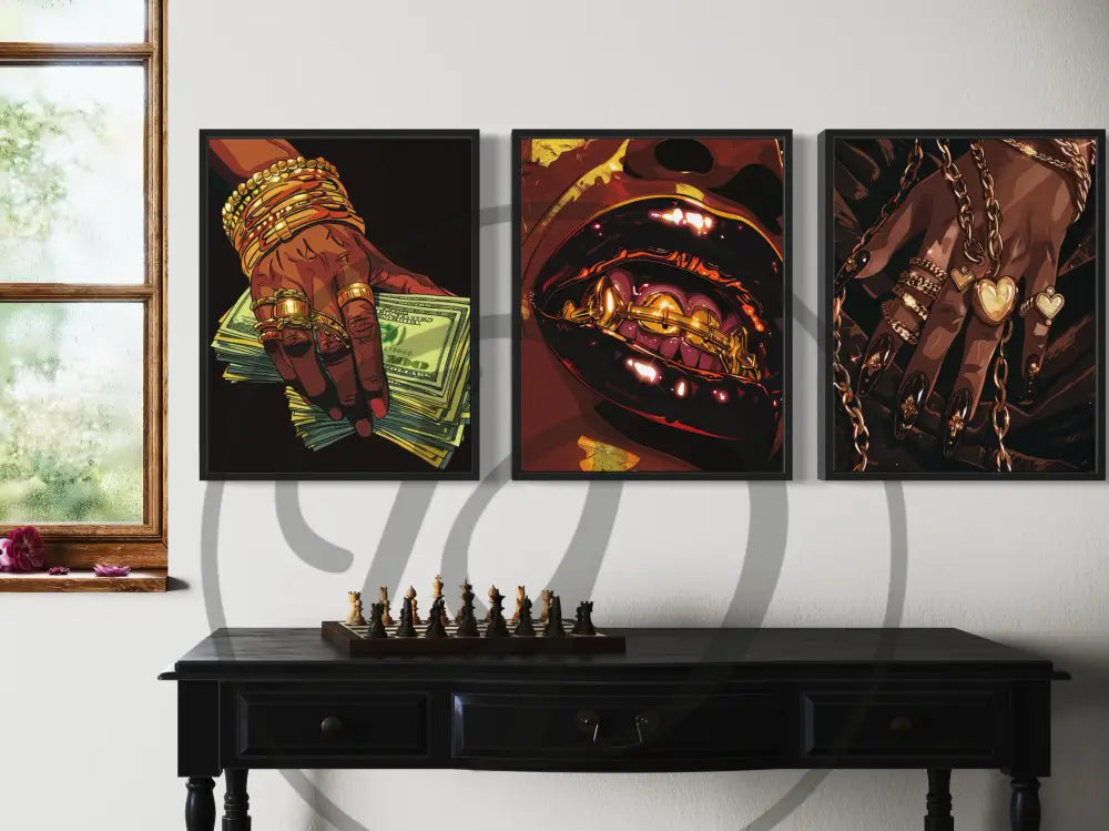 Modern street culture wall décor digital prints for luxury interiors.