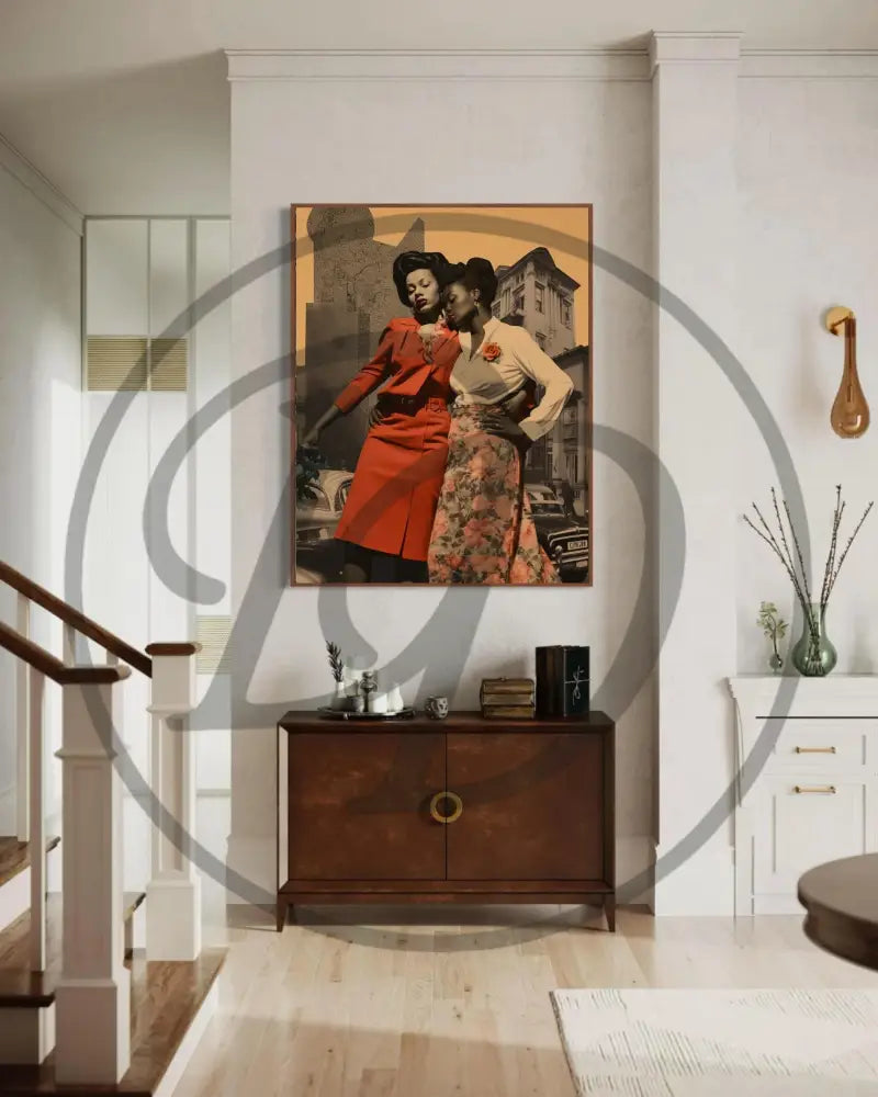 Minimalist vintage Afrocentric digital artwork for soulful home décor.