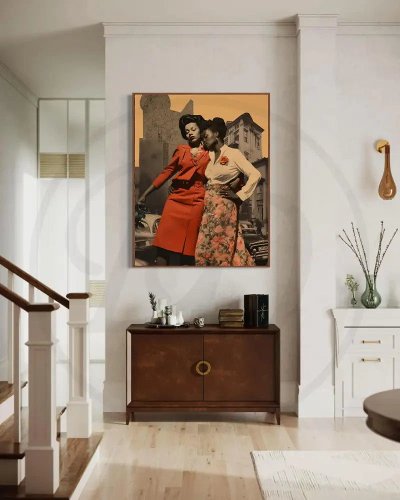 Minimalist vintage Afrocentric digital artwork for soulful home décor.