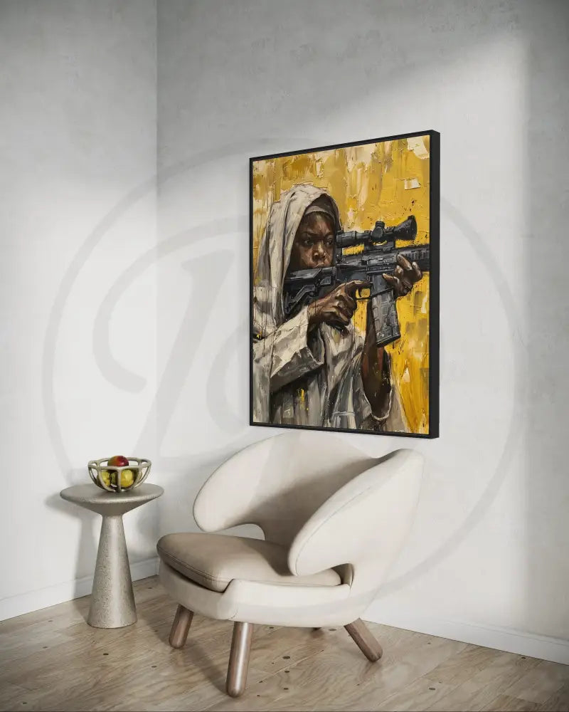 Afrocentric warrior-inspired modern figurative painting.