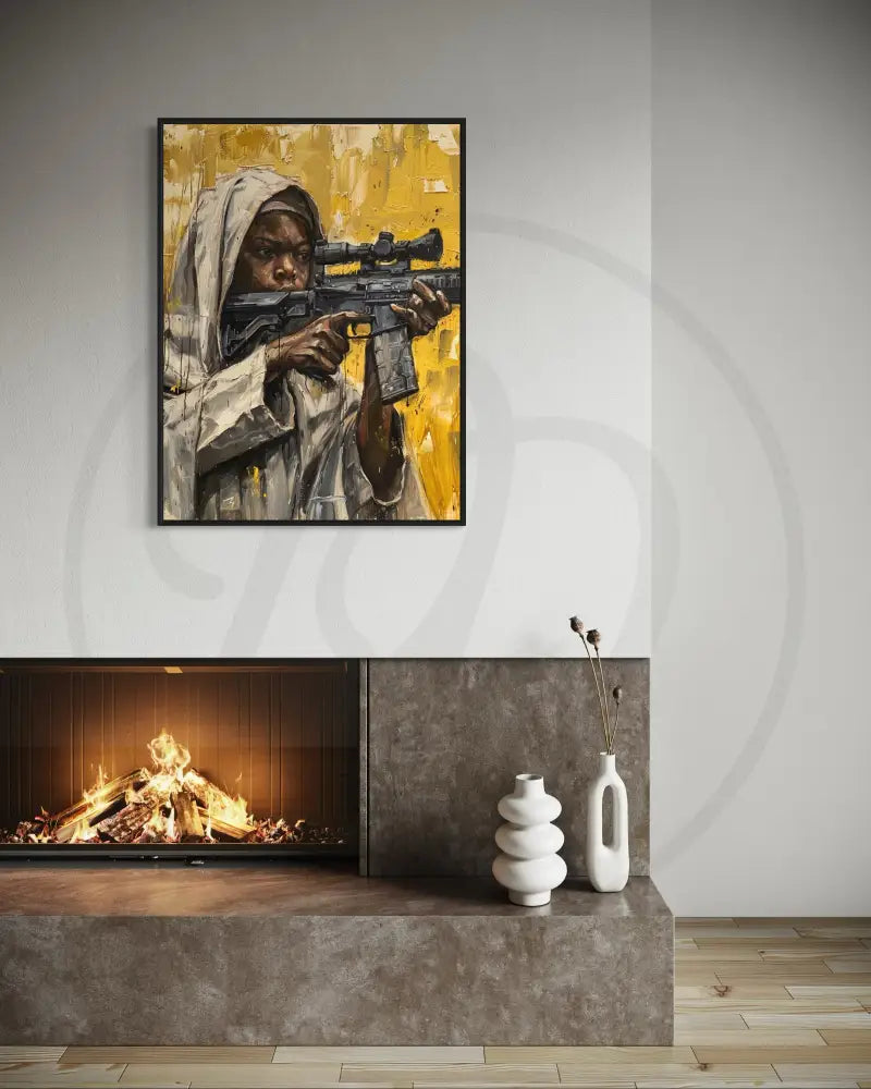 Afrocentric gallery-style bold figurative artwork.